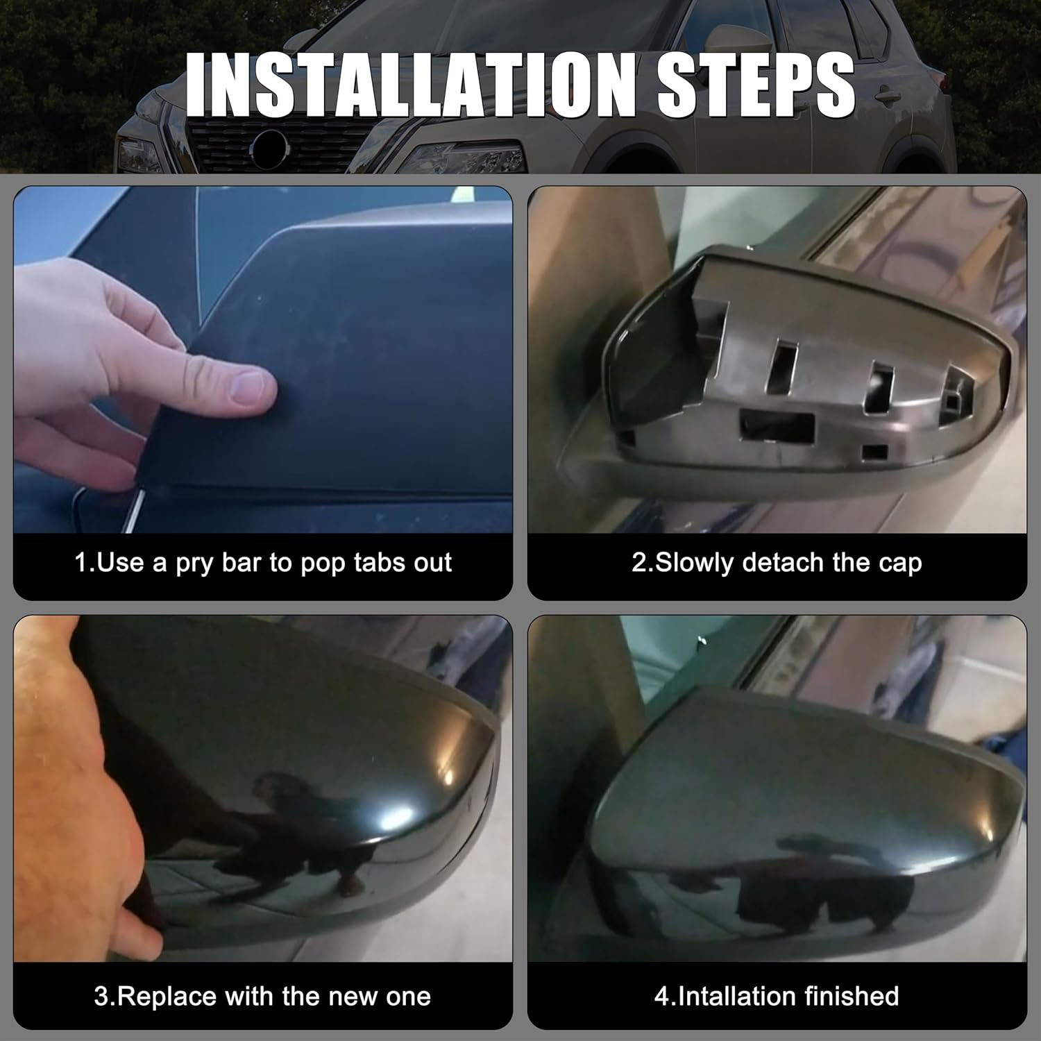 Covelta Mirror Cover Caps Replace for 2013-2019 Nissan Sentra without Turn Signal