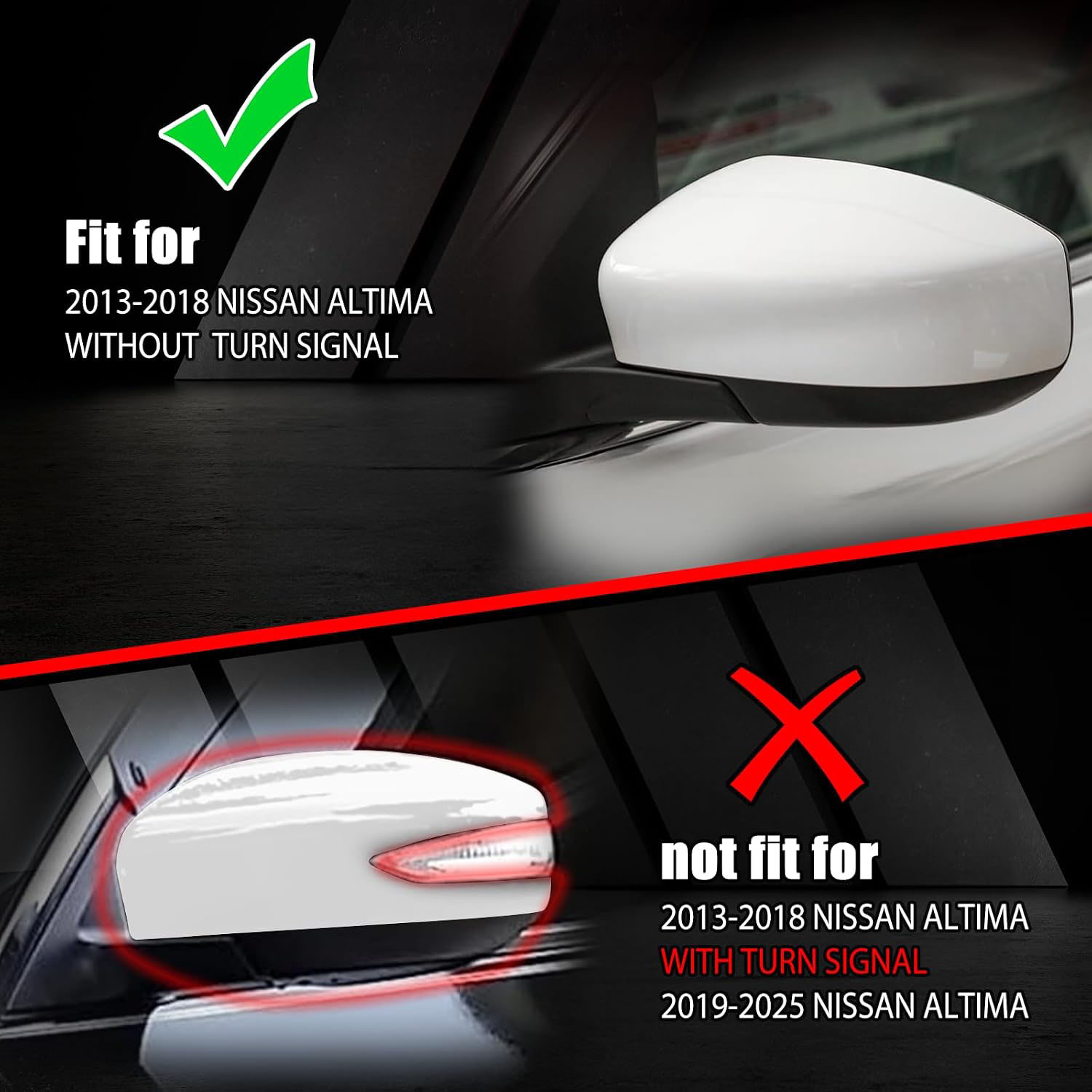 Covelta Left Mirror Cover Replace for 2013-2018 Nissan Altima Without Turn Signal