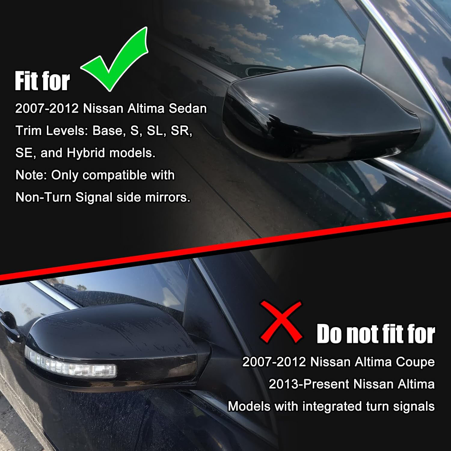 Covelta Left Mirror Cover Replacement for 2007-2012 Nissan Altima