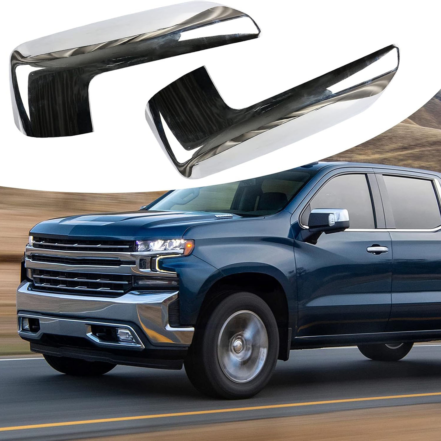 Covelta Mirror Cover Caps Replace for 2019-2025 Chevy Silverado 1500/GMC Sierra 1500(Chrome)