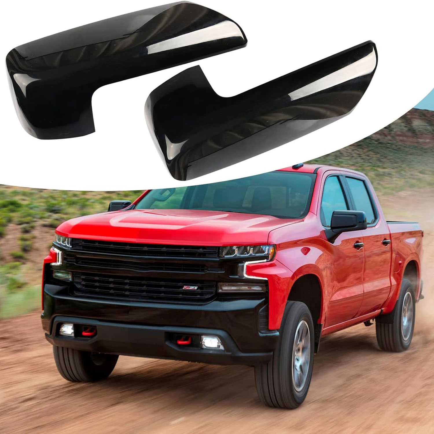 Covelta Mirror Cover Caps Replace for 2019-2025 Chevy Silverado 1500/GMC Sierra 1500(Black)