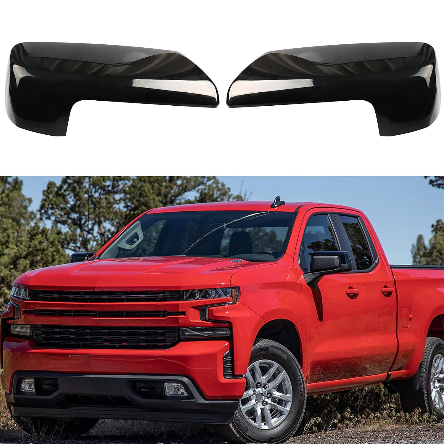Covelta Mirror Cover Caps Replace for 2019-2025 Chevy Silverado 1500/GMC Sierra 1500(Black)