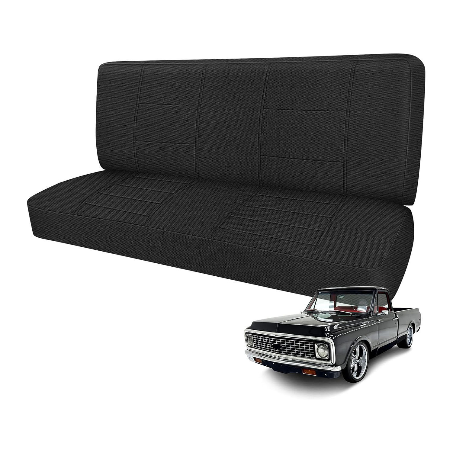 Covelta Front Bench Seat Cover for 1961–1987 Chevy C/K 10 C/K 20(Black)