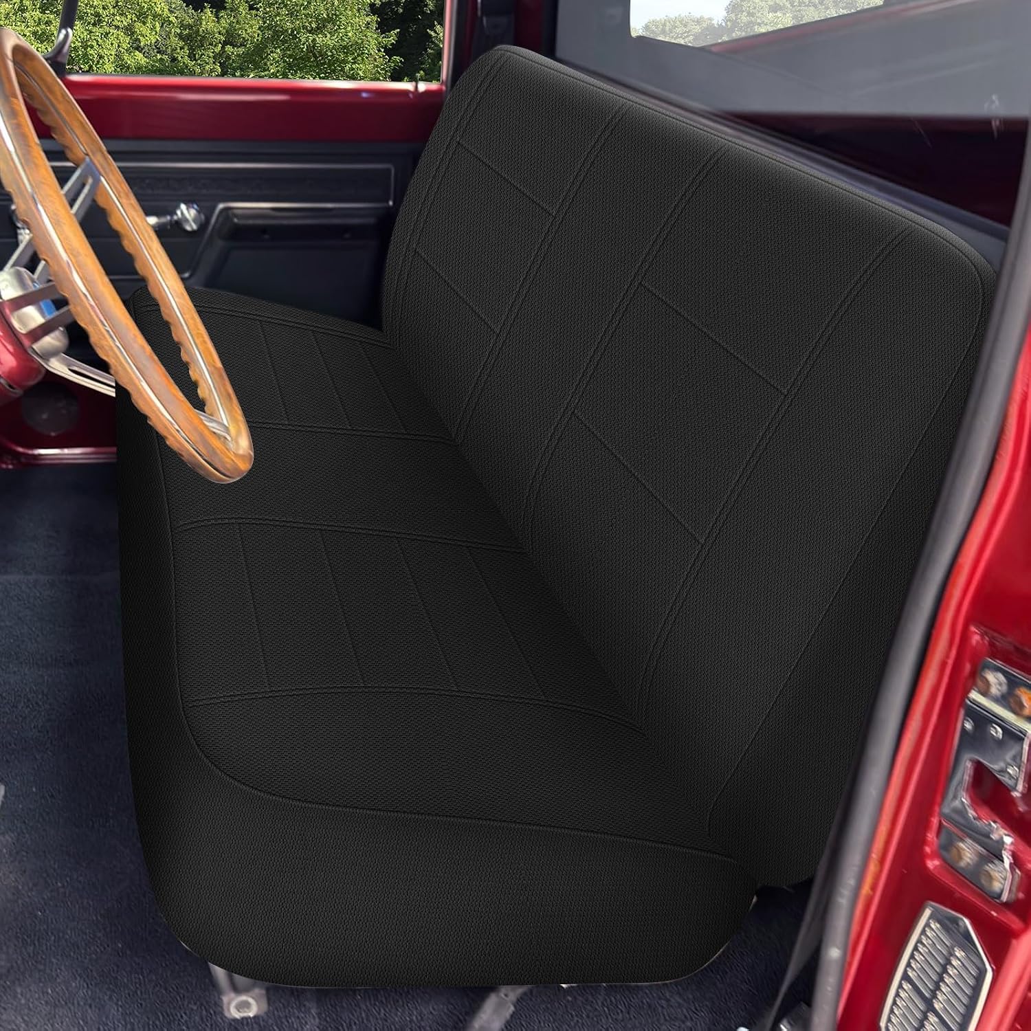 Covelta Front Bench Seat Cover for 1961–1987 Chevy C/K 10 C/K 20(Black)