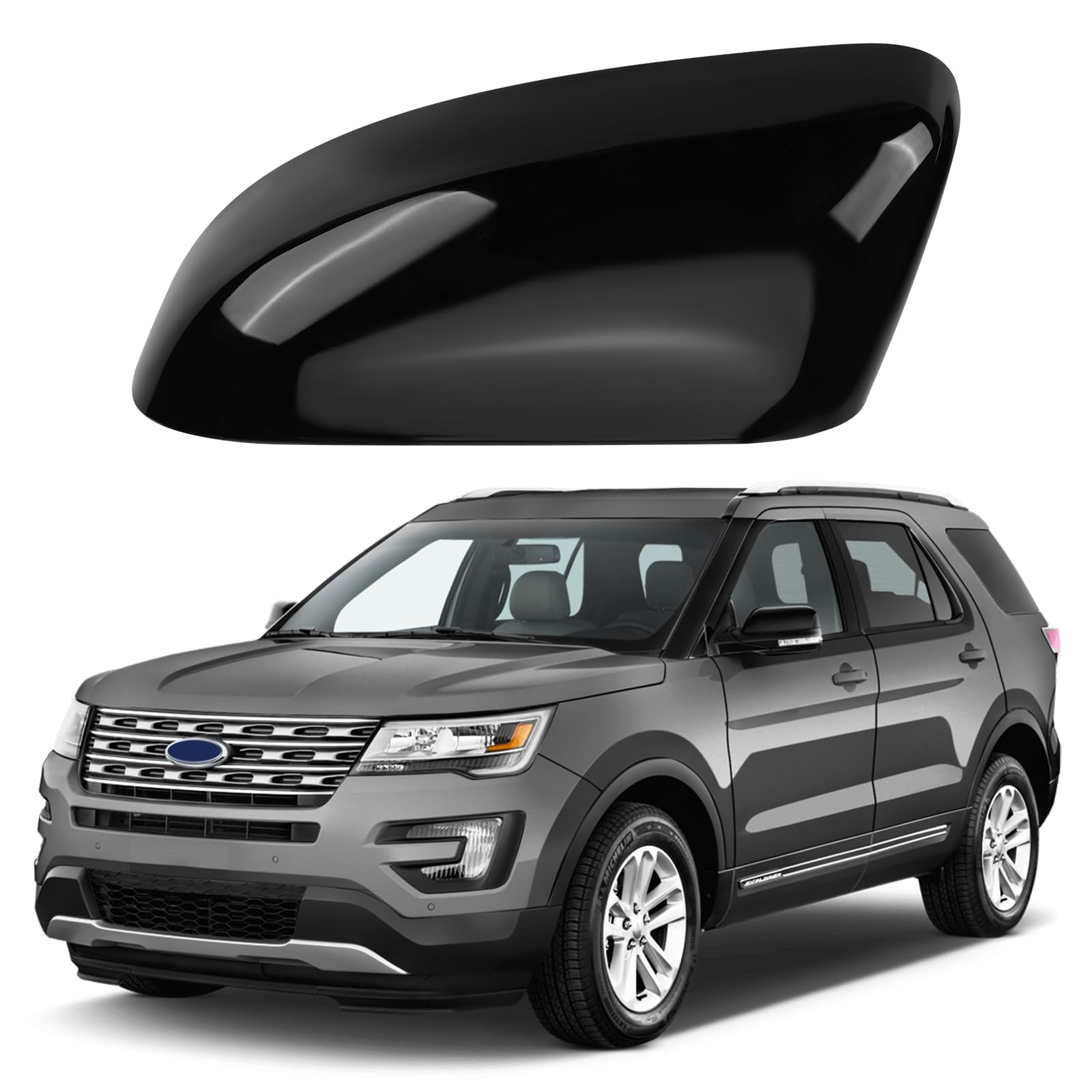 Covelta Glossy Black Mirror Cover Cap Replacement for 2011-2015 Ford Explorer