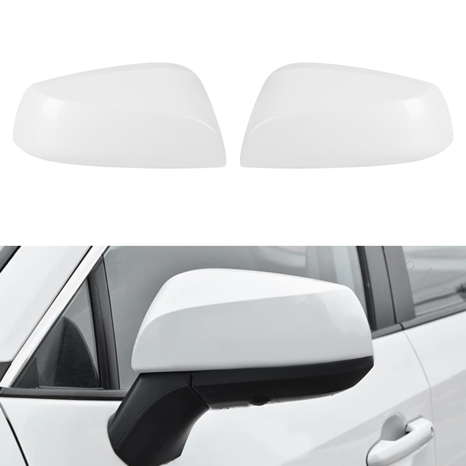 Covelta Mirror Cover Caps Replace for 2019-2025 Toyota RAV4 LE & LE Hybrid Without Turn Signal(White)