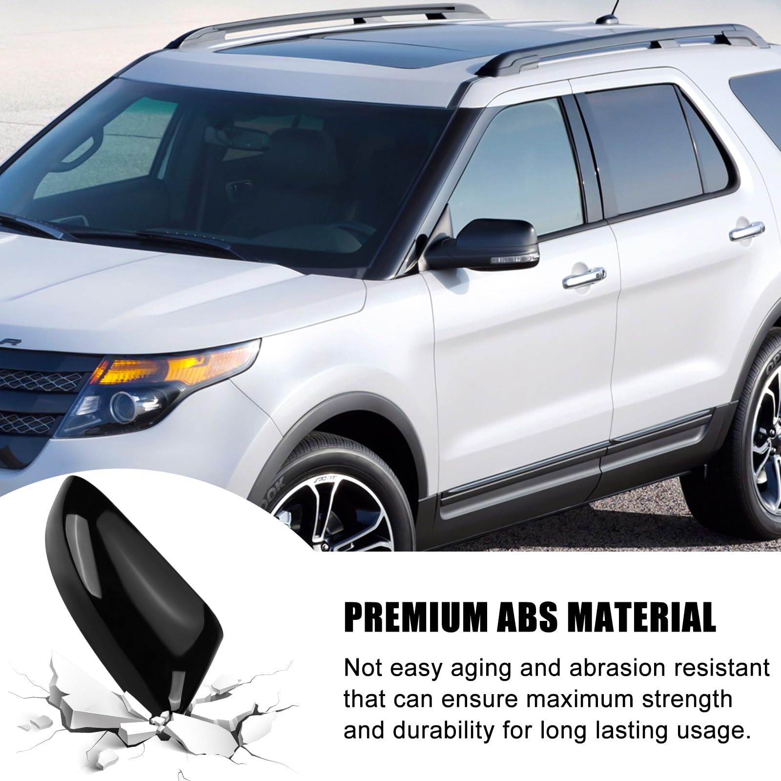 Covelta Glossy Black Mirror Cover Cap Replacement for 2011-2015 Ford Explorer