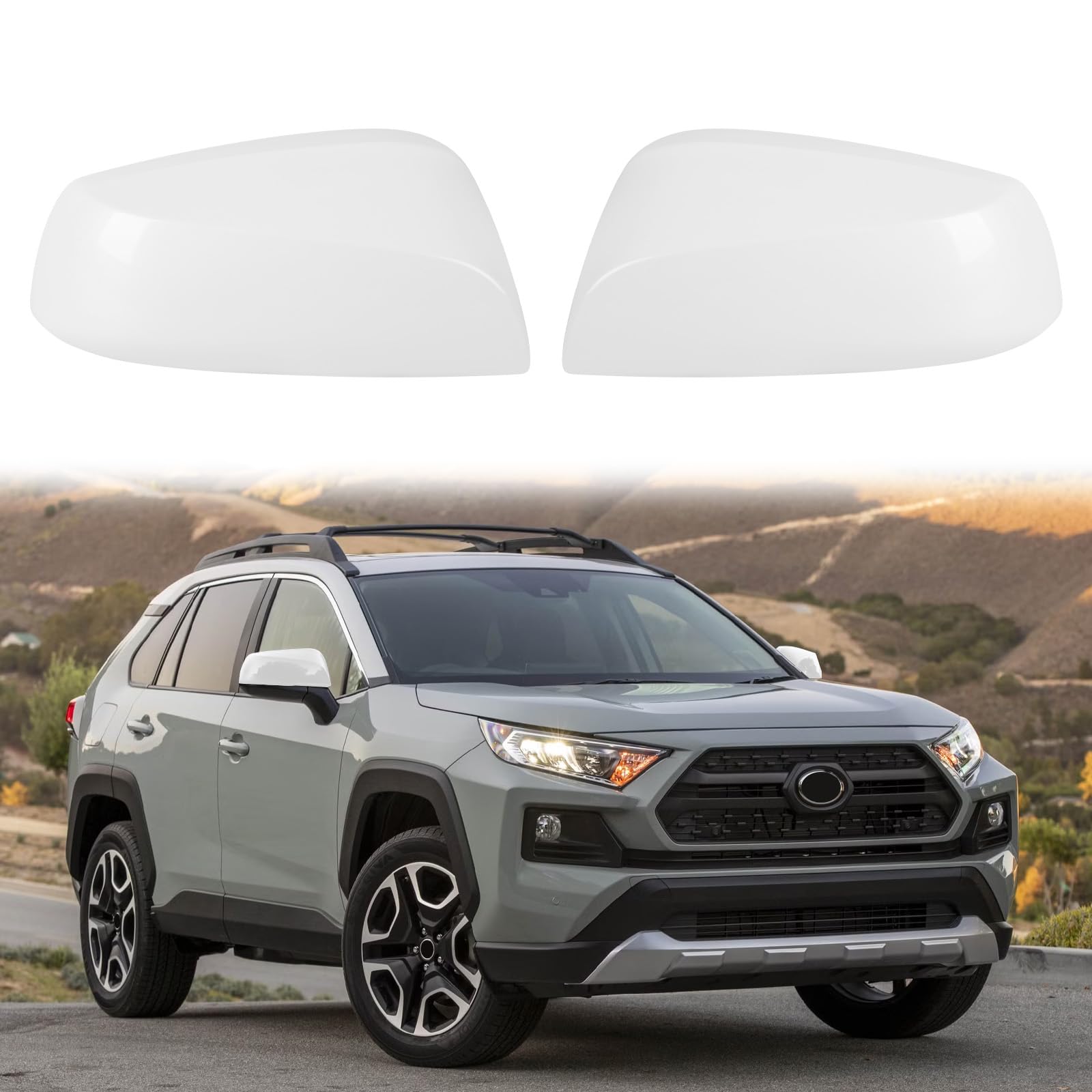 Covelta Mirror Cover Caps Replace for 2019-2025 Toyota RAV4 LE & LE Hybrid Without Turn Signal(White)