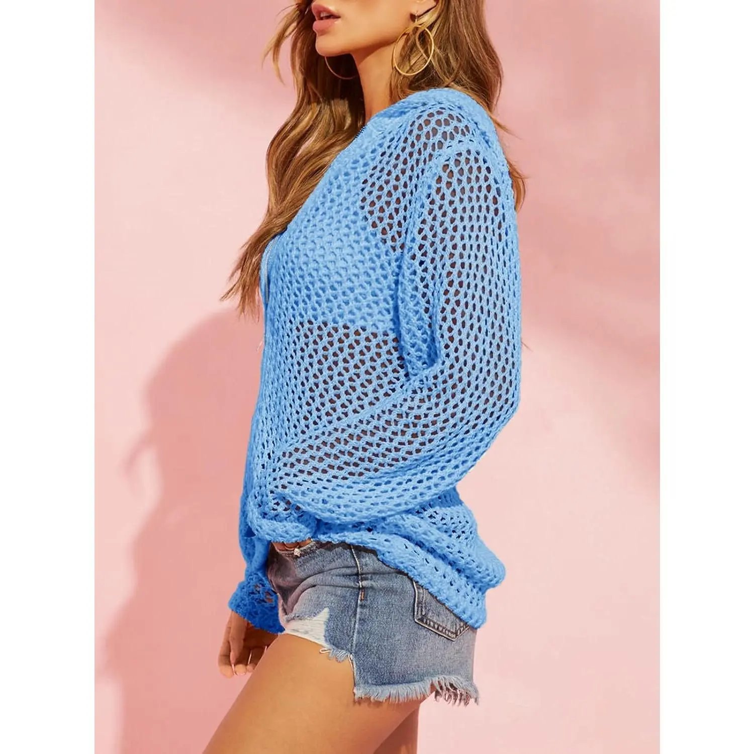 🔥LAST DAY SALE 50% OFF⏰-Women's Crochet Lightweight Cardigan Zip Up