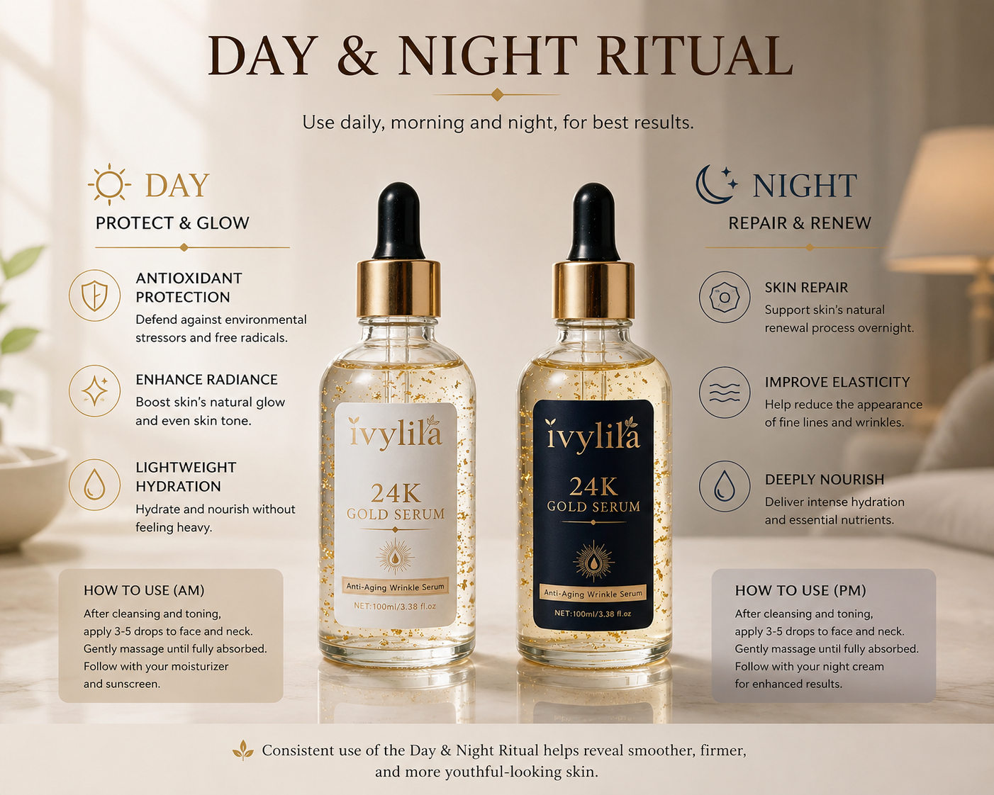 IvyLia™ 24K Gold Day & Night Serum Duo