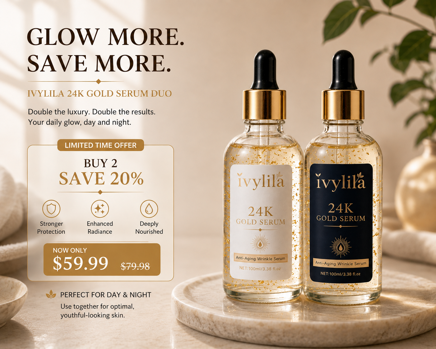 IvyLia™ 24K Gold Day & Night Serum Duo