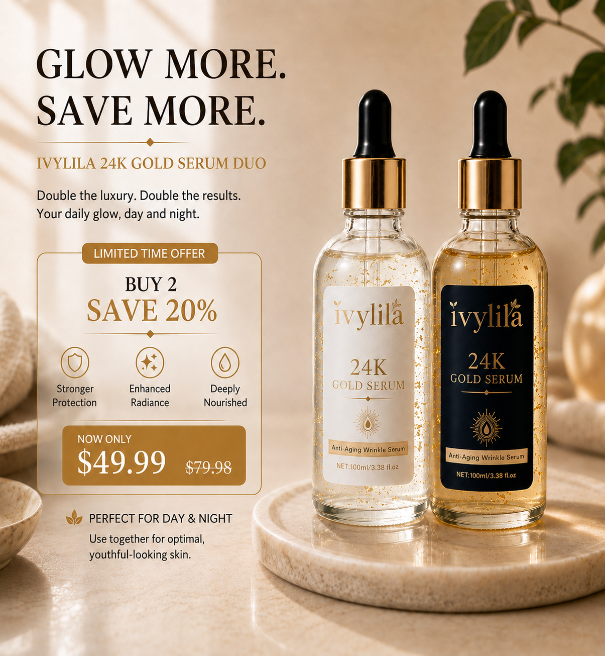 IvyLia™ 24K Gold Day & Night Serum Duo