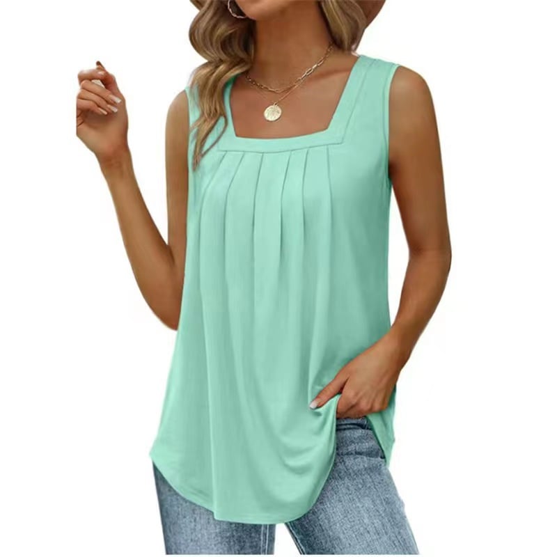✨✨Womens Cute Tank Tops Loose Fit Causal Summer U Neck Sleeveless Soft Womenswear👚