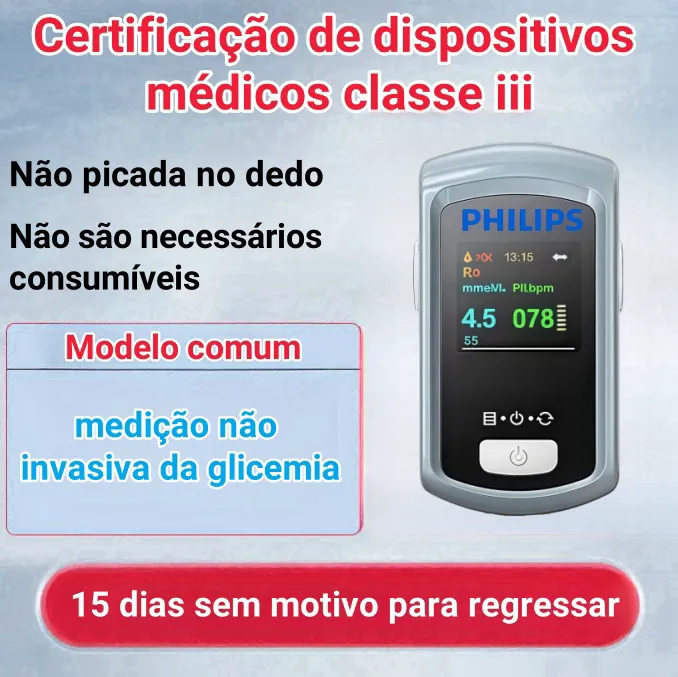 🌟 Medidor de glicose não invasivo sem agulha Philips – monitorização de glicose simples e indolor 💉✨