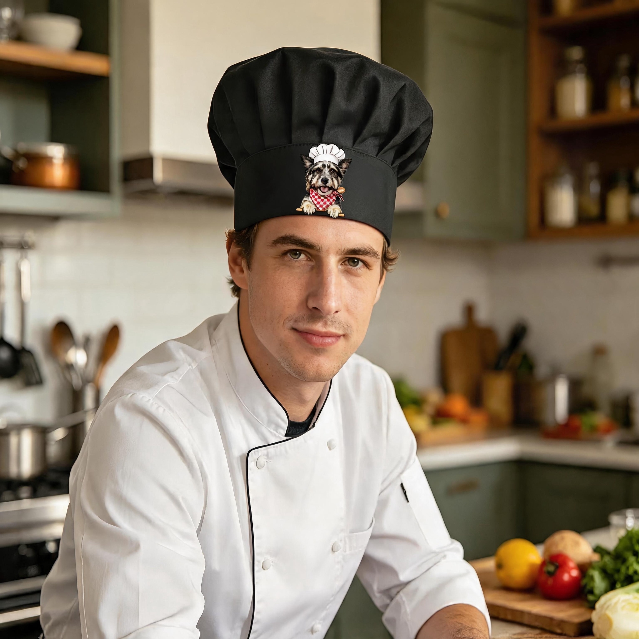 Custom Pet Portrait Embroidered Chef Hat