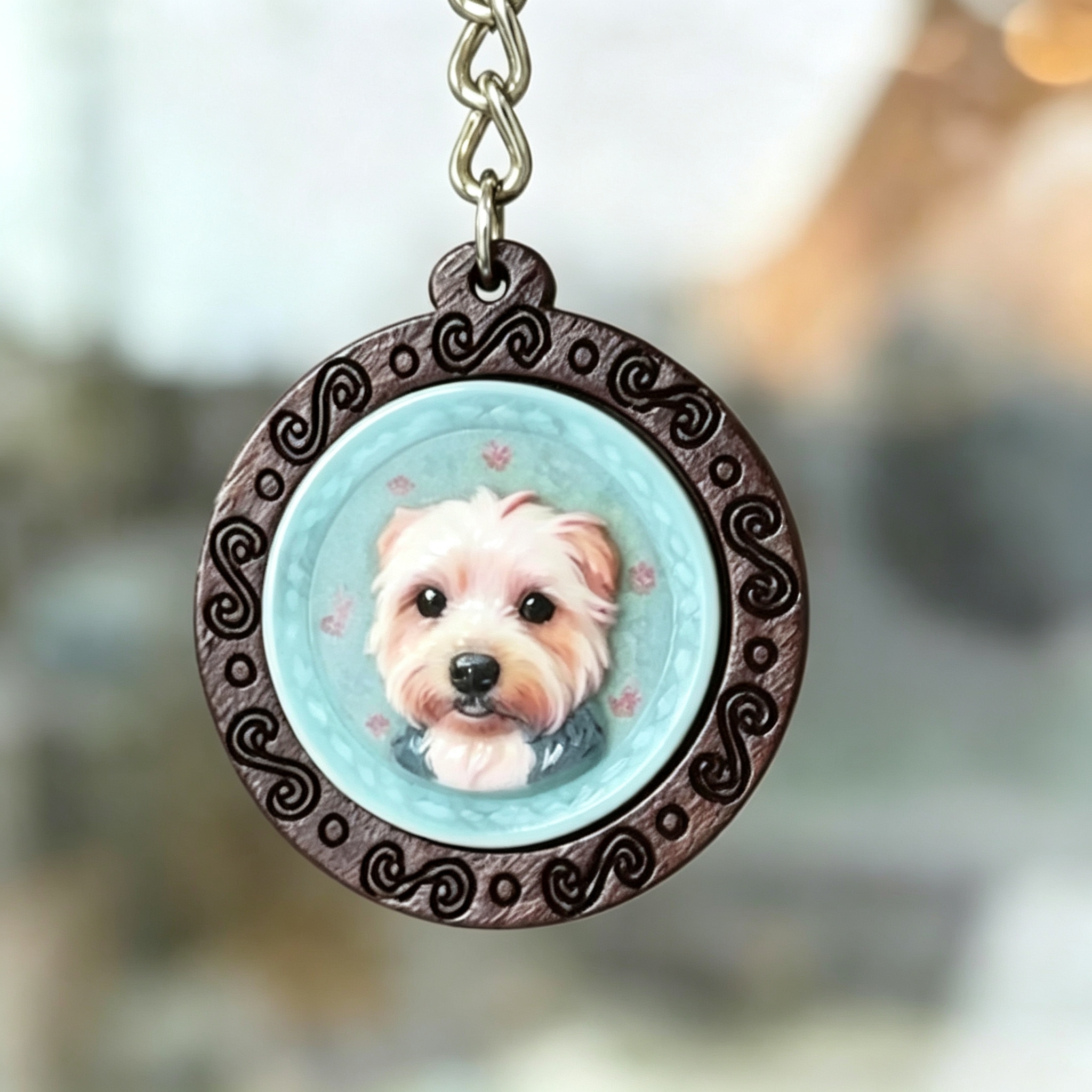 Personalized Pet Photo Keychain – Custom Dog Cat Tag Gift