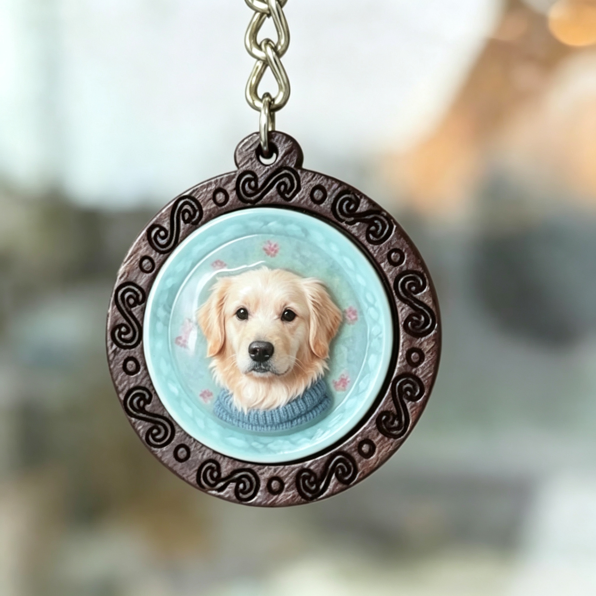 Personalized Pet Photo Keychain – Custom Dog Cat Tag Gift