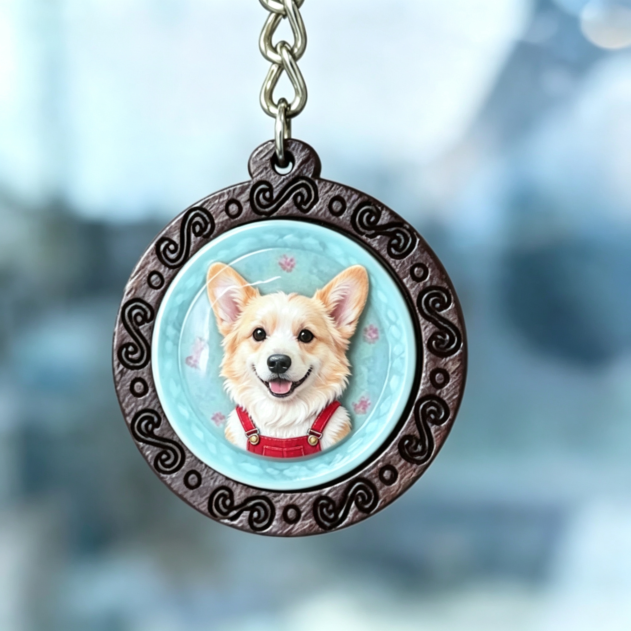 Personalized Pet Photo Keychain – Custom Dog Cat Tag Gift