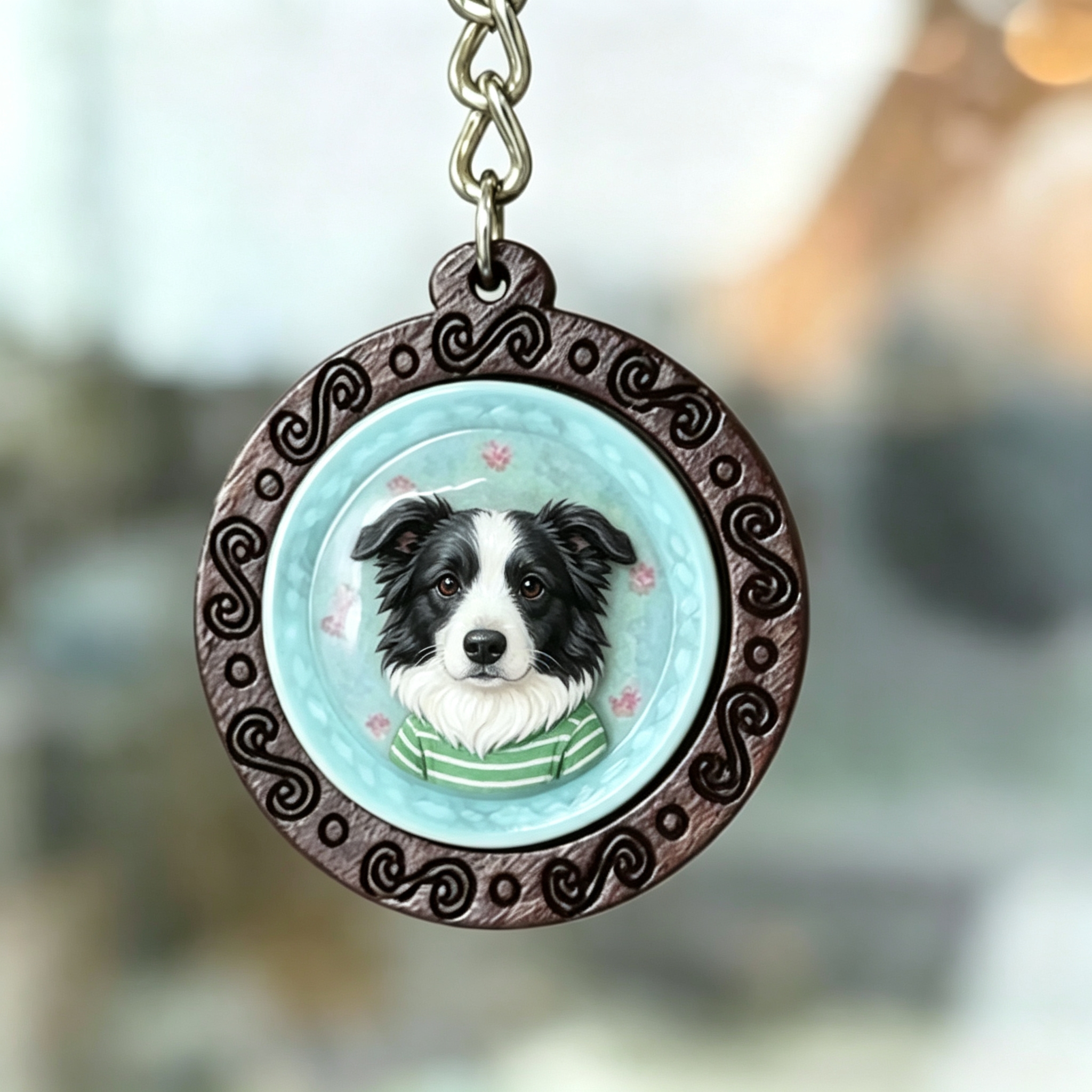 Personalized Pet Photo Keychain – Custom Dog Cat Tag Gift
