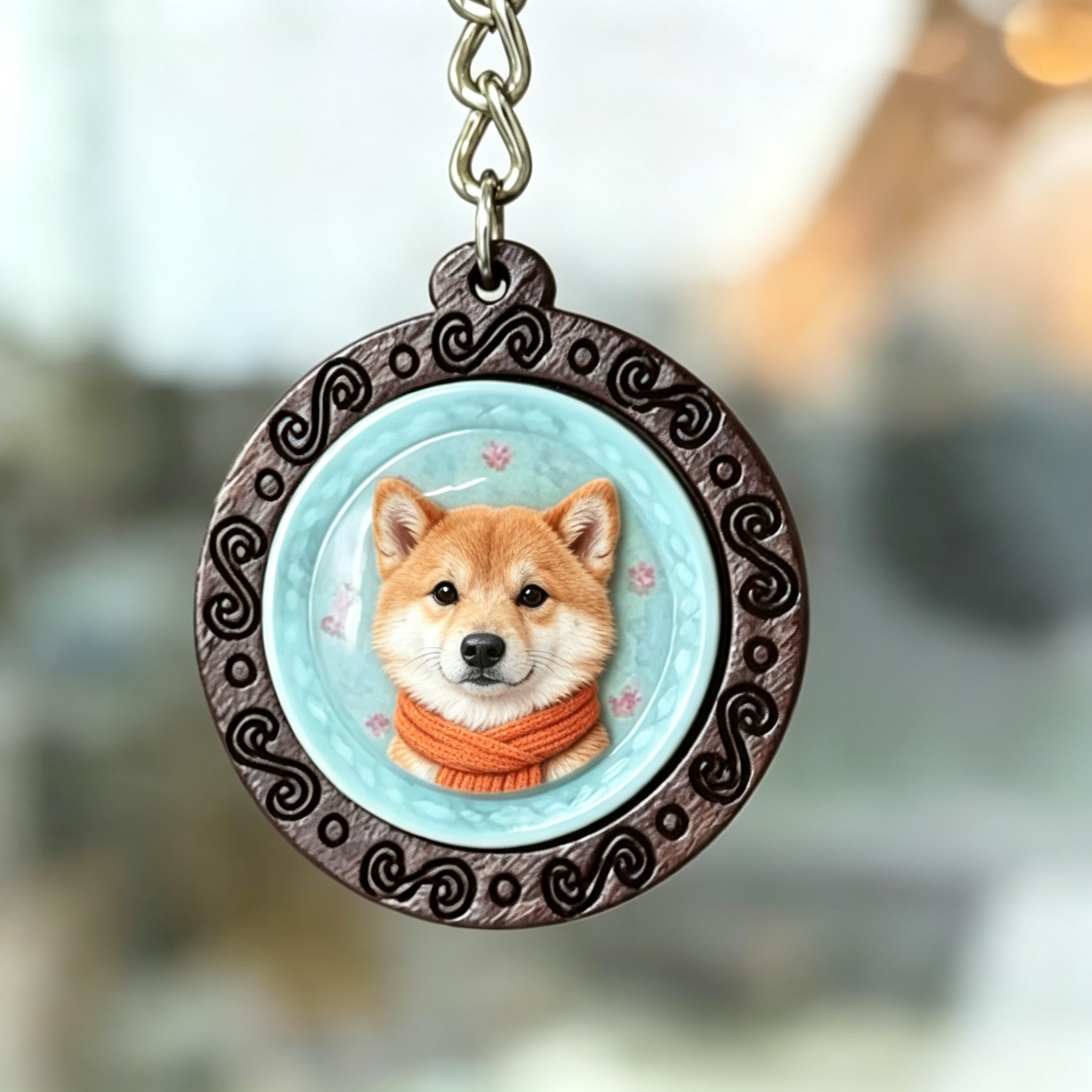 Personalized Pet Photo Keychain – Custom Dog Cat Tag Gift