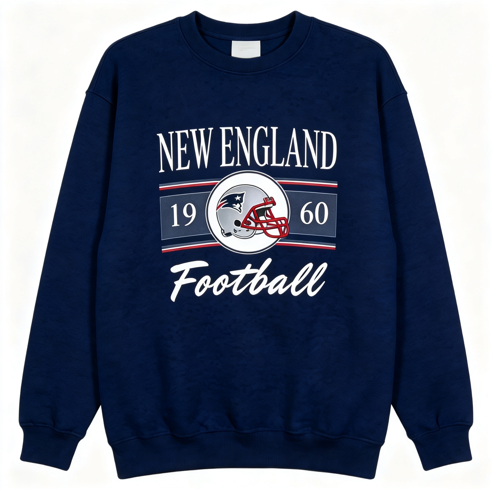 New England Vintage Football Crewneck Sweatshirt, Team Spirit Graphic Pullover