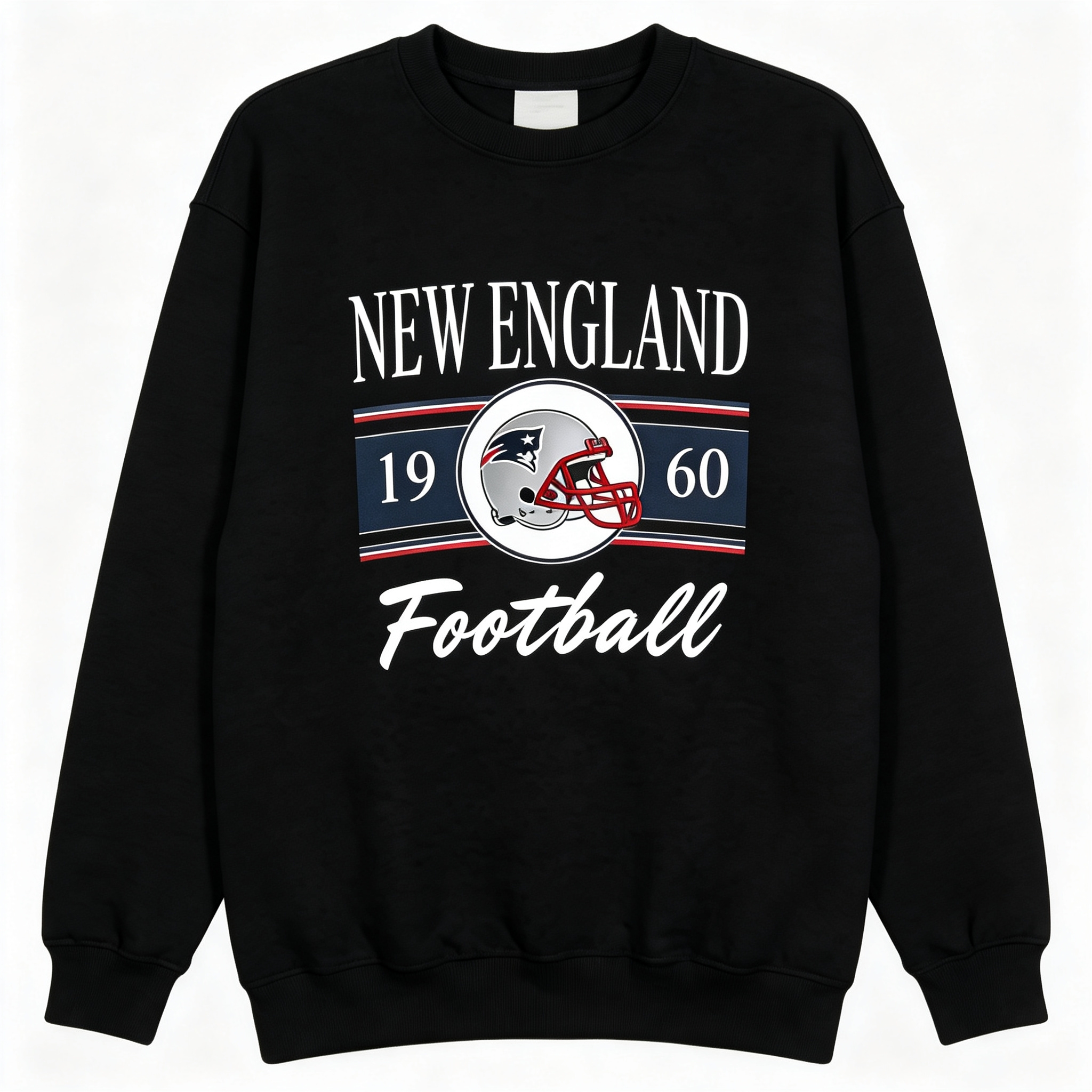 New England Vintage Football Crewneck Sweatshirt, Team Spirit Graphic Pullover