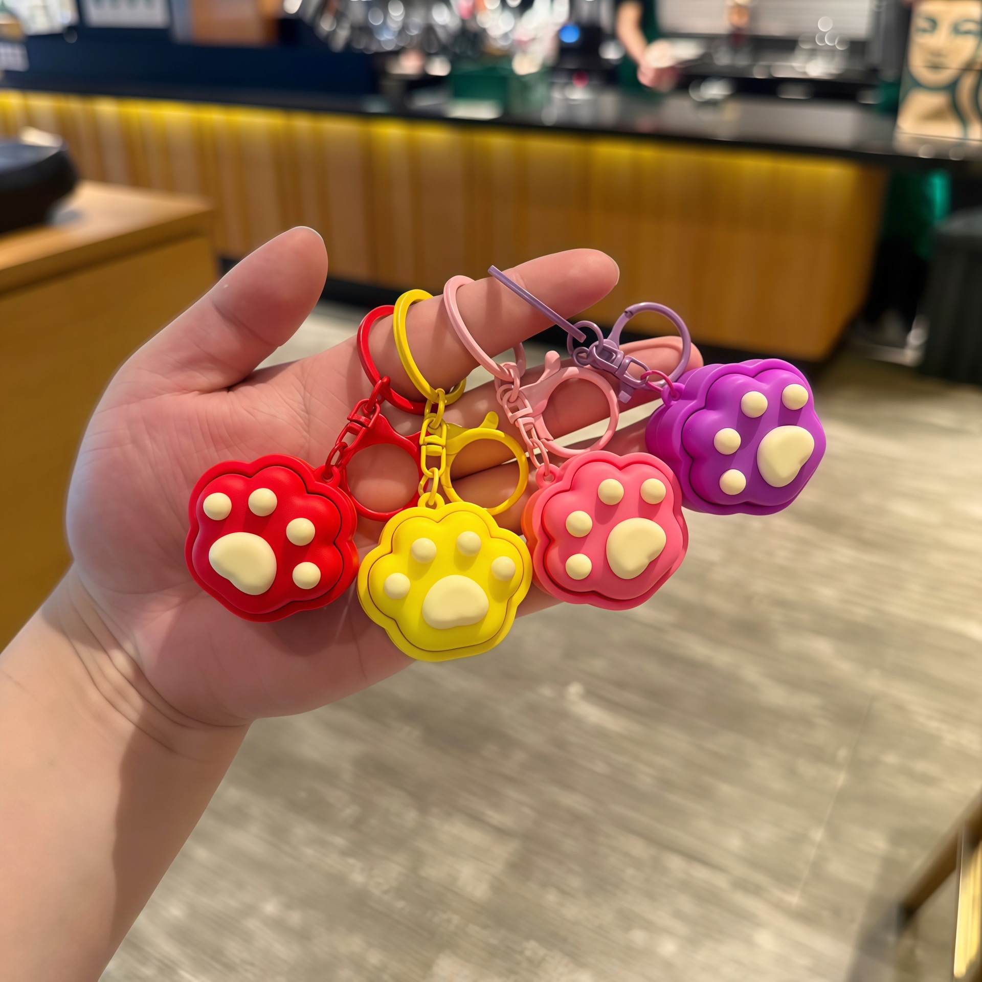Cartoon Cute Cat Paw Keychain Backpack Pendant Children's Stress Relief Toy Small Gift Wholesale