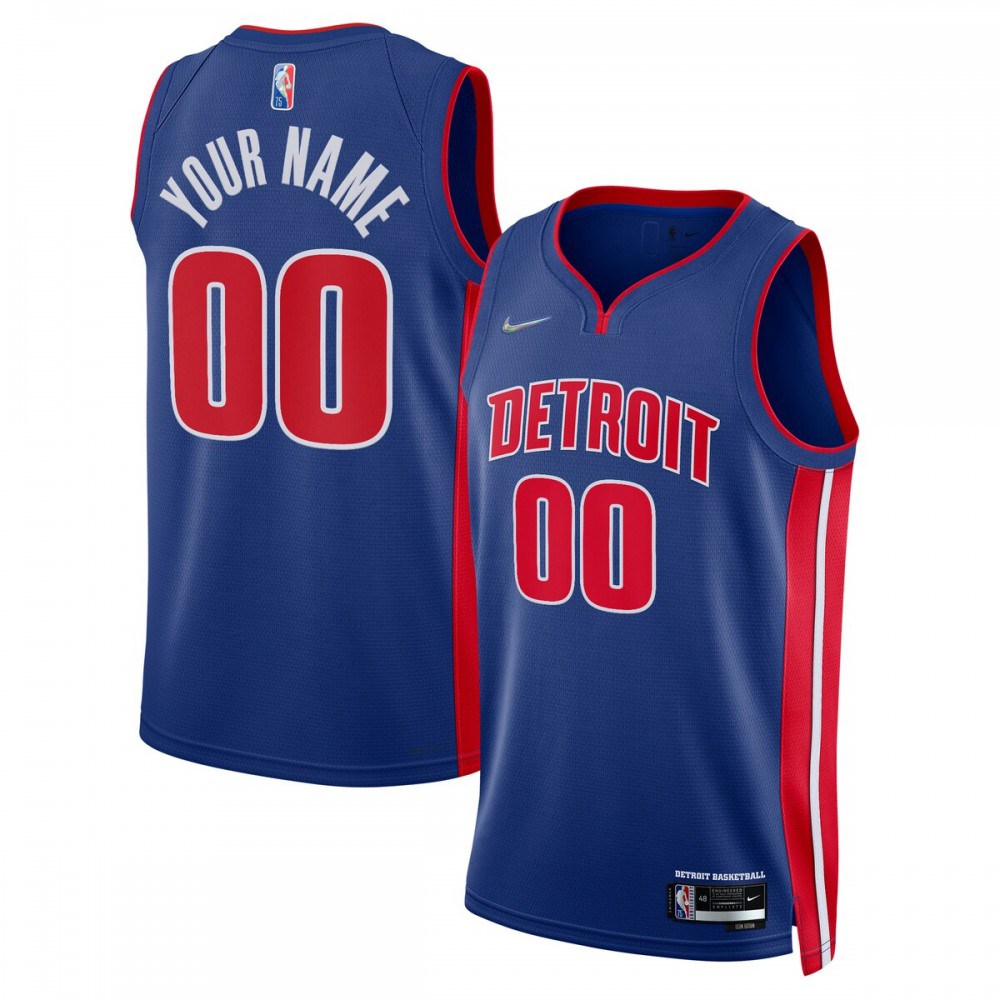 Detroit Pistons 2021/22 Diamond Swingman Custom Jersey-Icon Edition-Blue