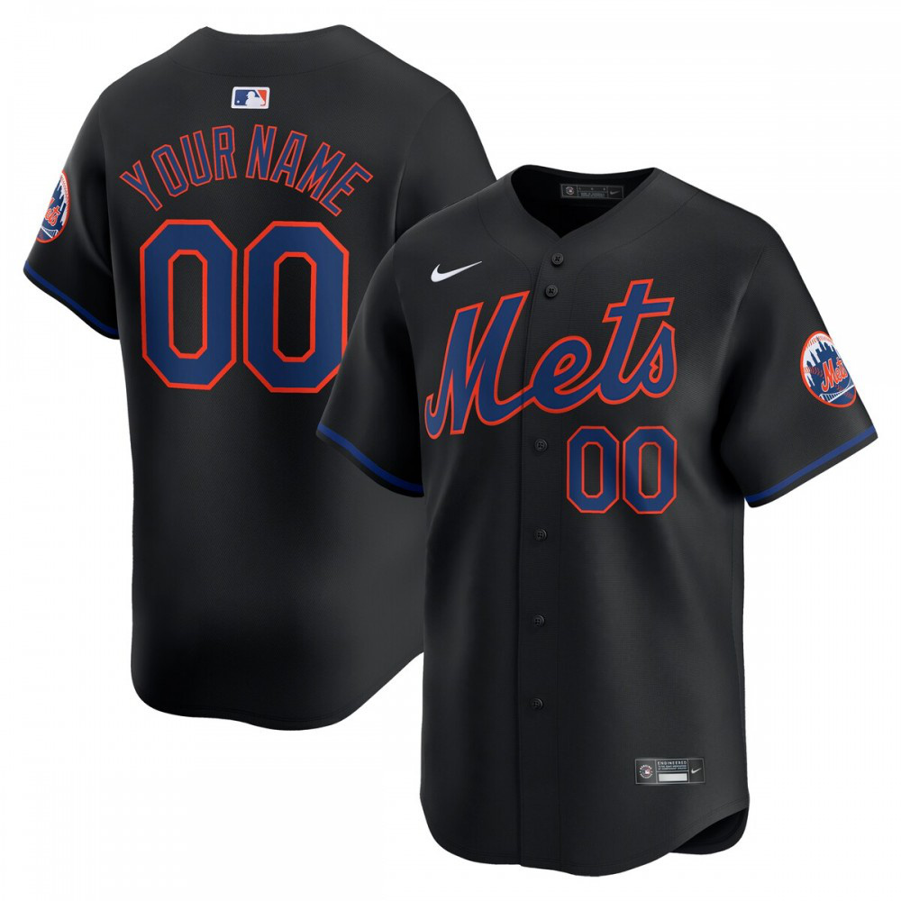 New York Mets  Alternate Limited Custom Jersey Black