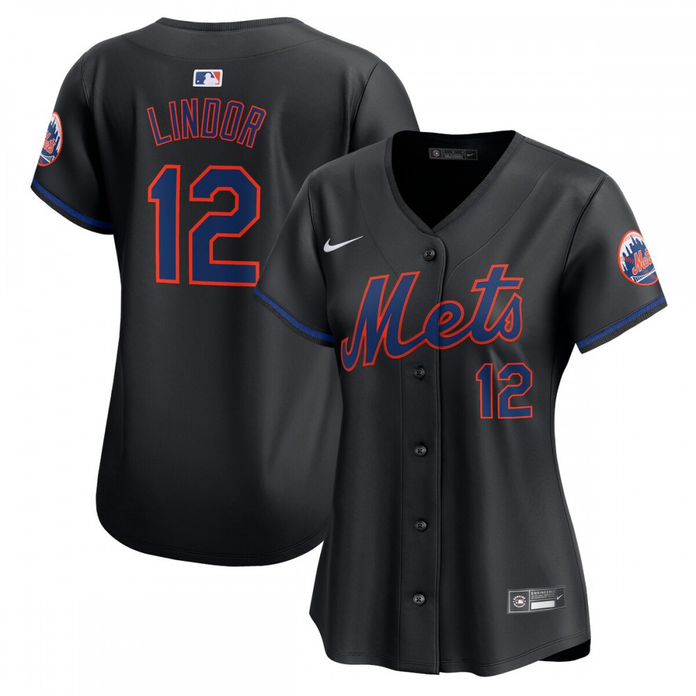 Francisco Lindor New York Mets  Women's Alternate Limited Player Jersey Black