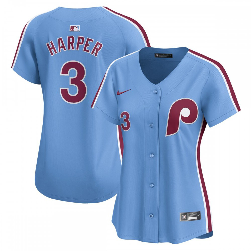 Bryce Harper Philadelphia Phillies  Women's Alternate Limited Player Jersey Light Blue