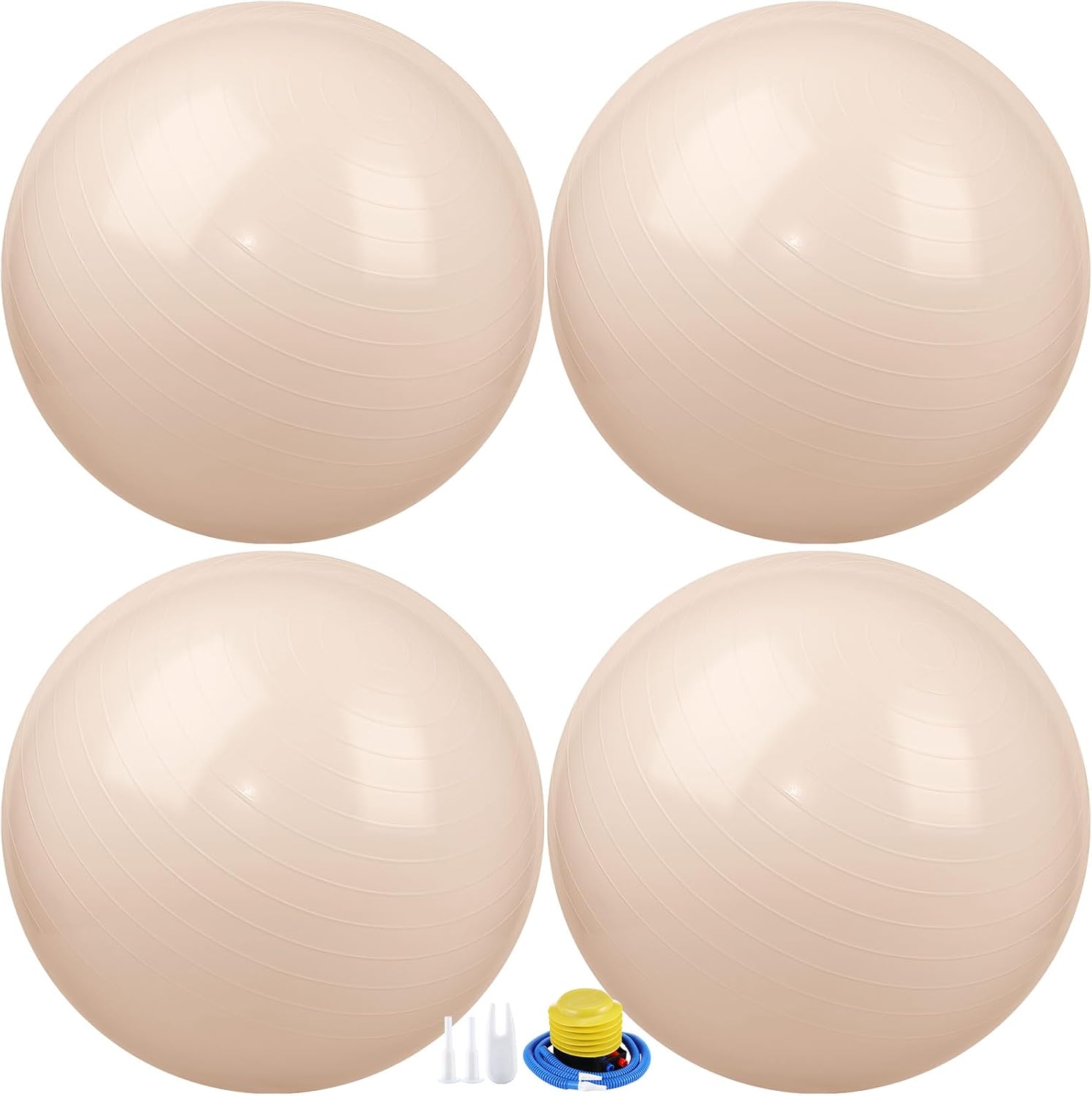 4 Pcs 26 Inch Yoga Exercise Ball Pilates Pregnancy Birthing Fitness Ball with Quick Pump Anti Burst for Improved Posture, Balance, Yoga, Pilates, Training