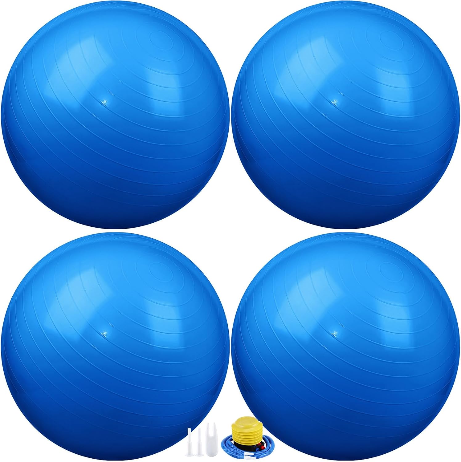 4 Pcs 26 Inch Yoga Exercise Ball Pilates Pregnancy Birthing Fitness Ball with Quick Pump Anti Burst for Improved Posture, Balance, Yoga, Pilates, Training