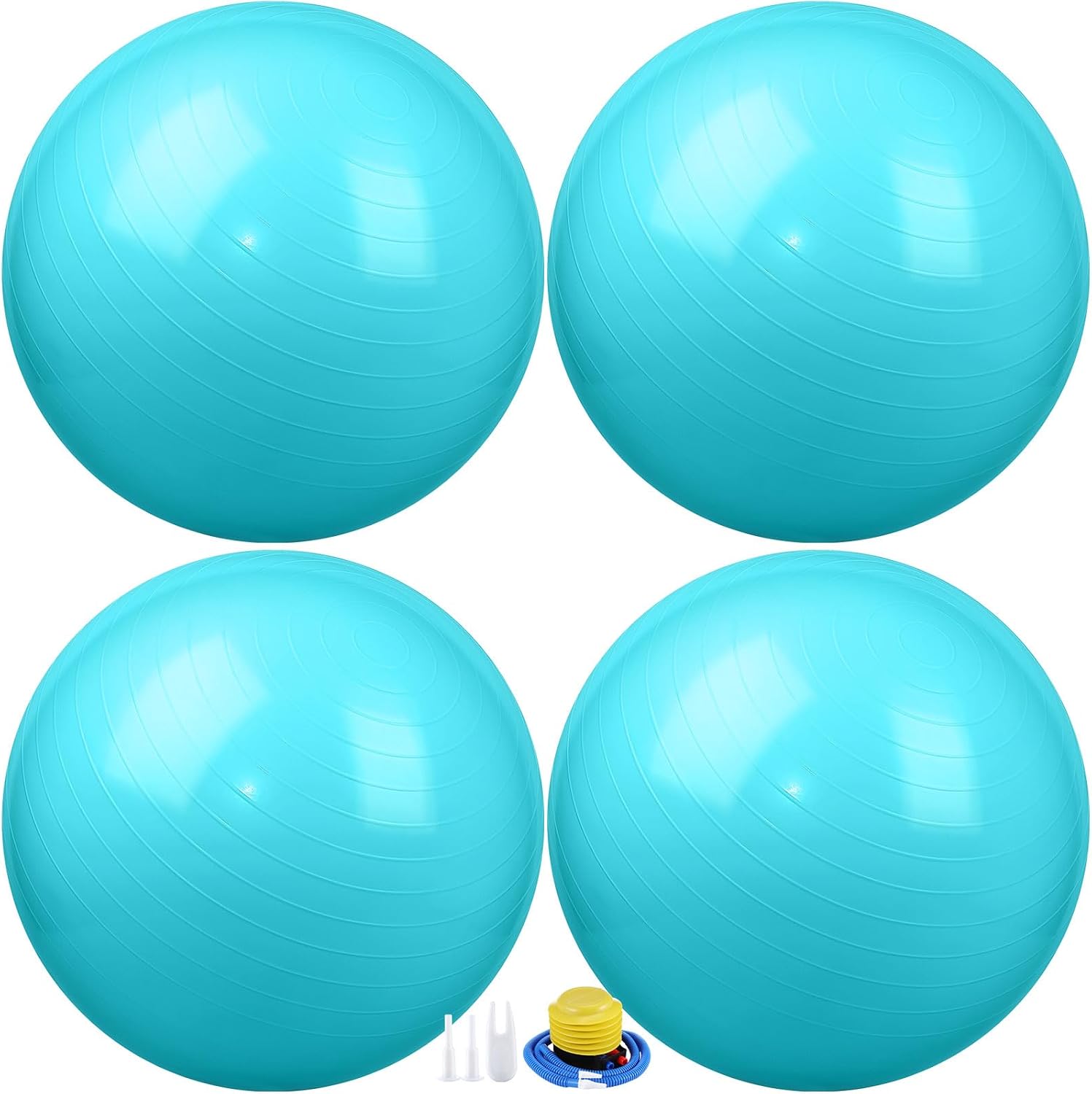 4 Pcs 26 Inch Yoga Exercise Ball Pilates Pregnancy Birthing Fitness Ball with Quick Pump Anti Burst for Improved Posture, Balance, Yoga, Pilates, Training