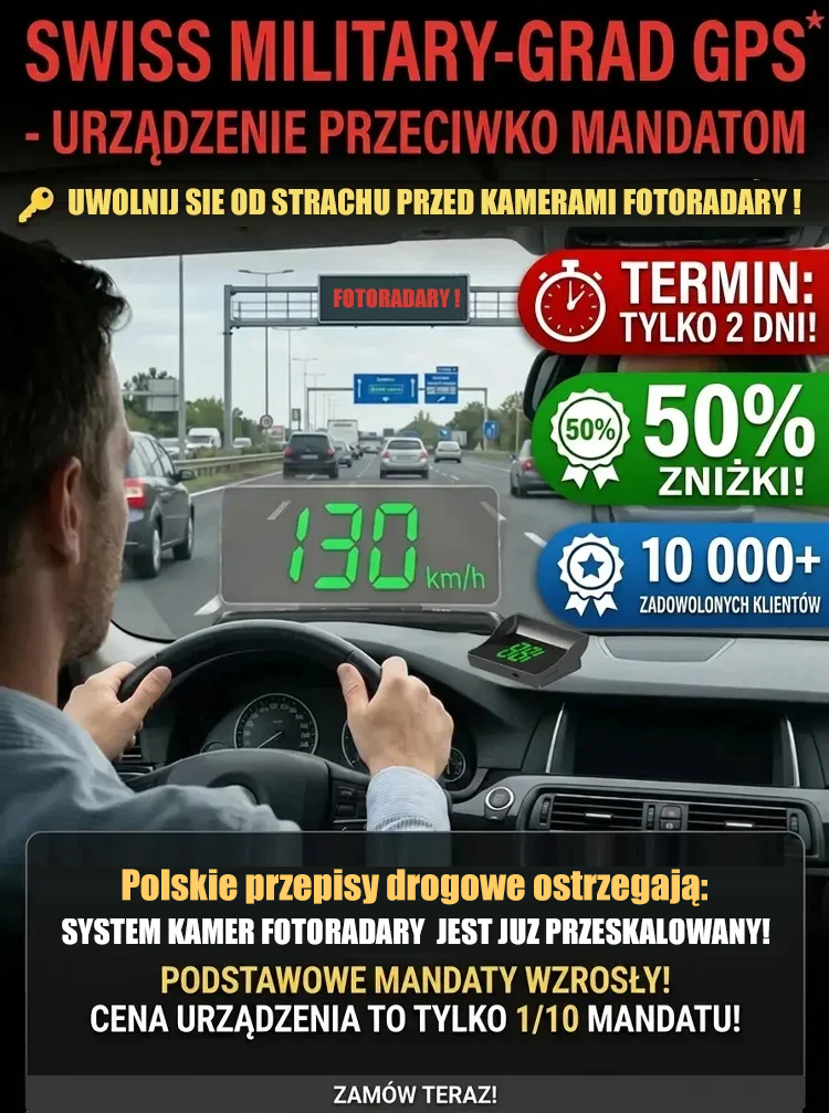 Szwajcarski GPS HUD Wyświetlacz Samochodowy | Ochrona przed fotoradarami -50%