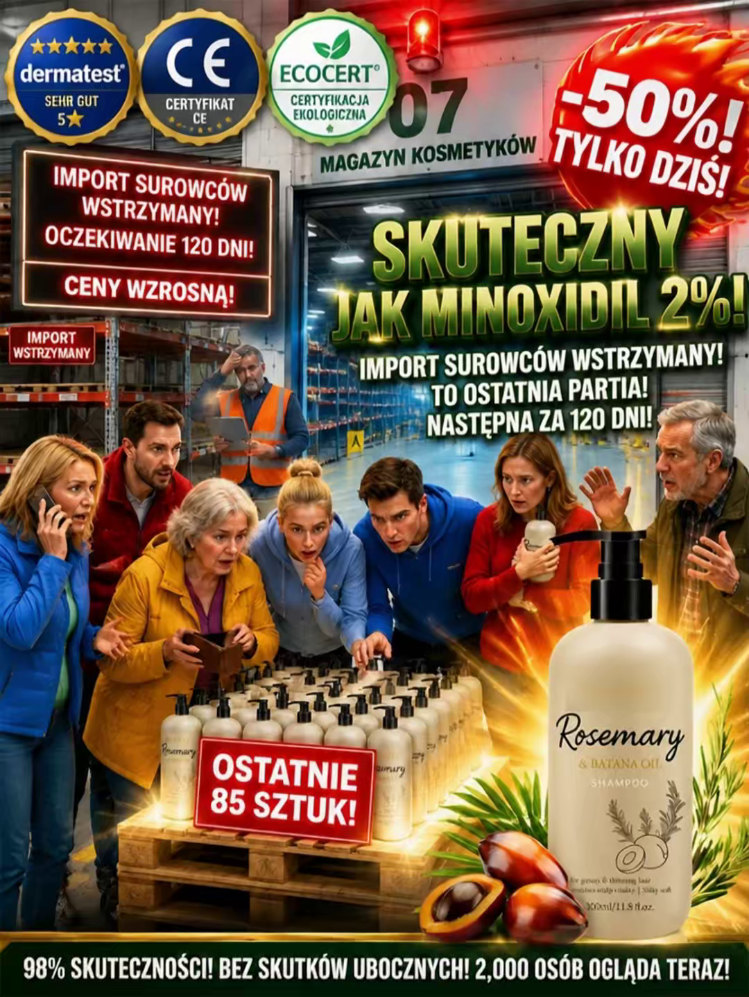 Szampon z Olejem Batana i Rozmarynem - Gęstość i Szybszy Porost Włosów (-50%)