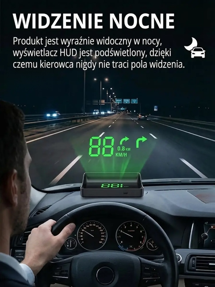 Szwajcarski GPS HUD Wyświetlacz Samochodowy | Ochrona przed fotoradarami -50%