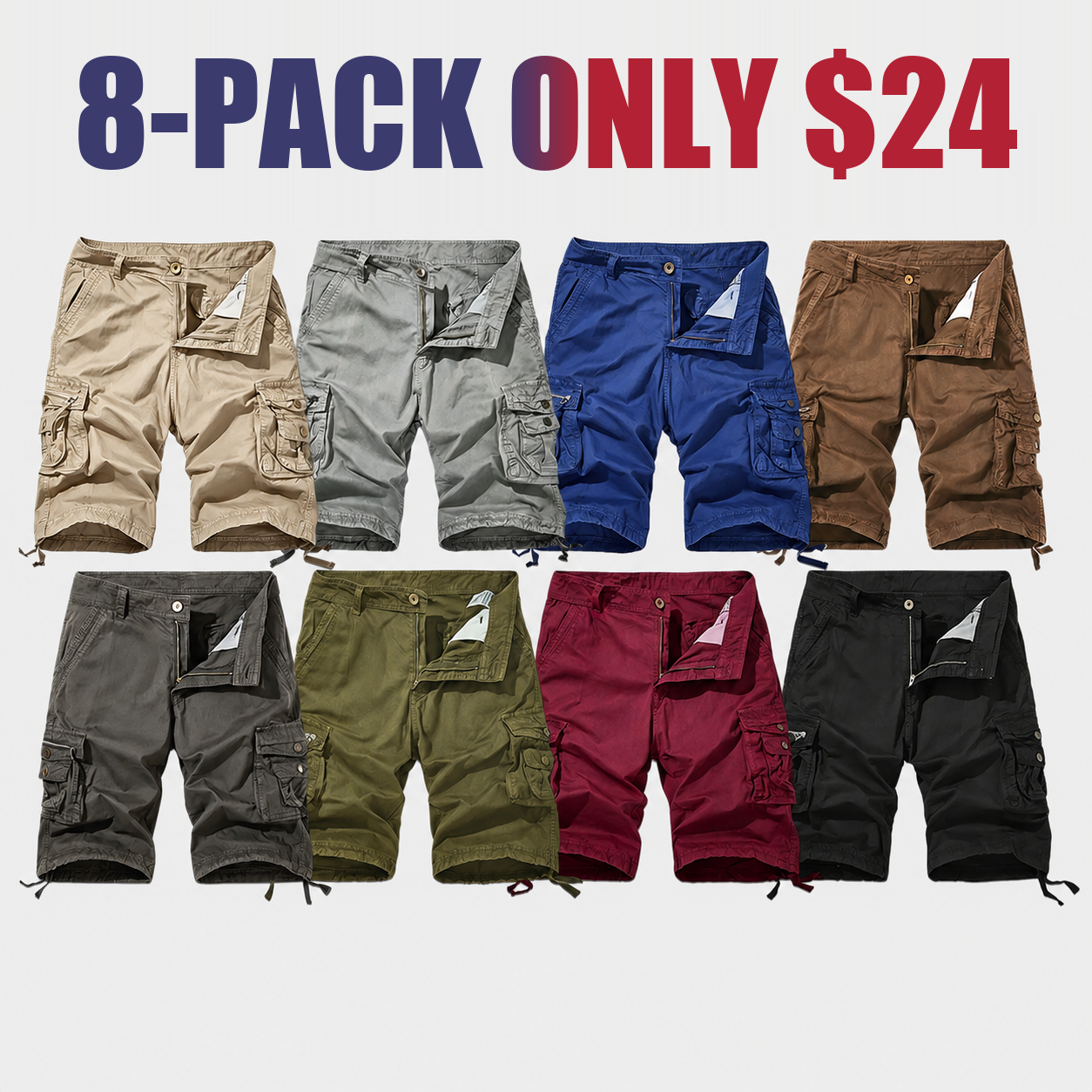 8-Pack Cargo Shorts Set $24
