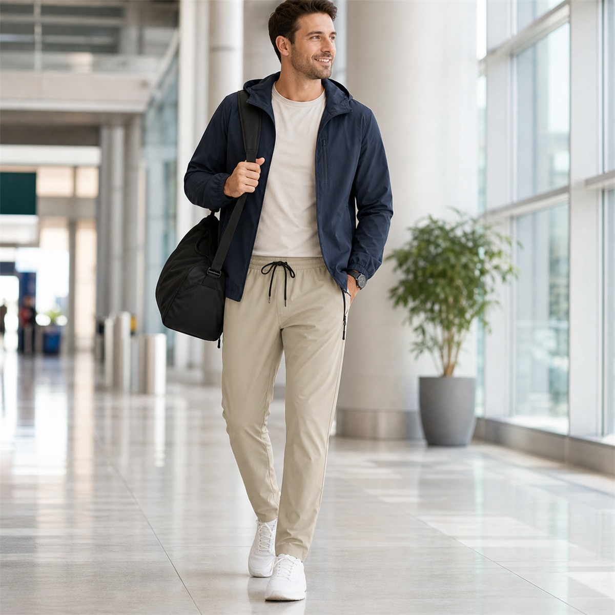 Men's lightweight hiking jogger pants for travel and casual wear