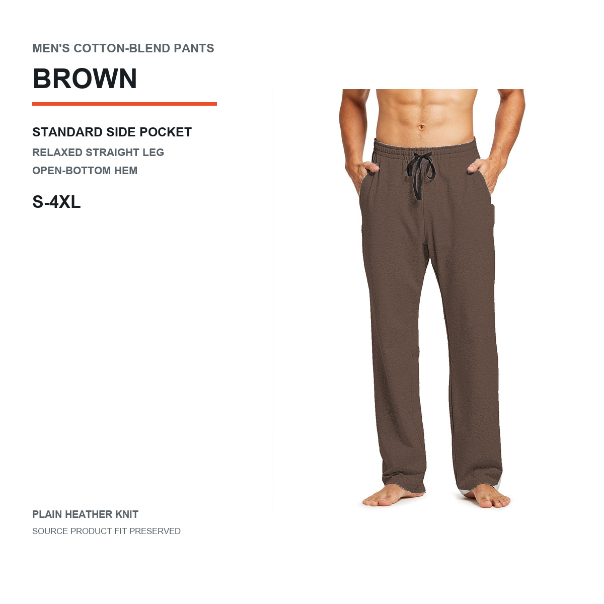 Standard side-pocket relaxed pants in brown