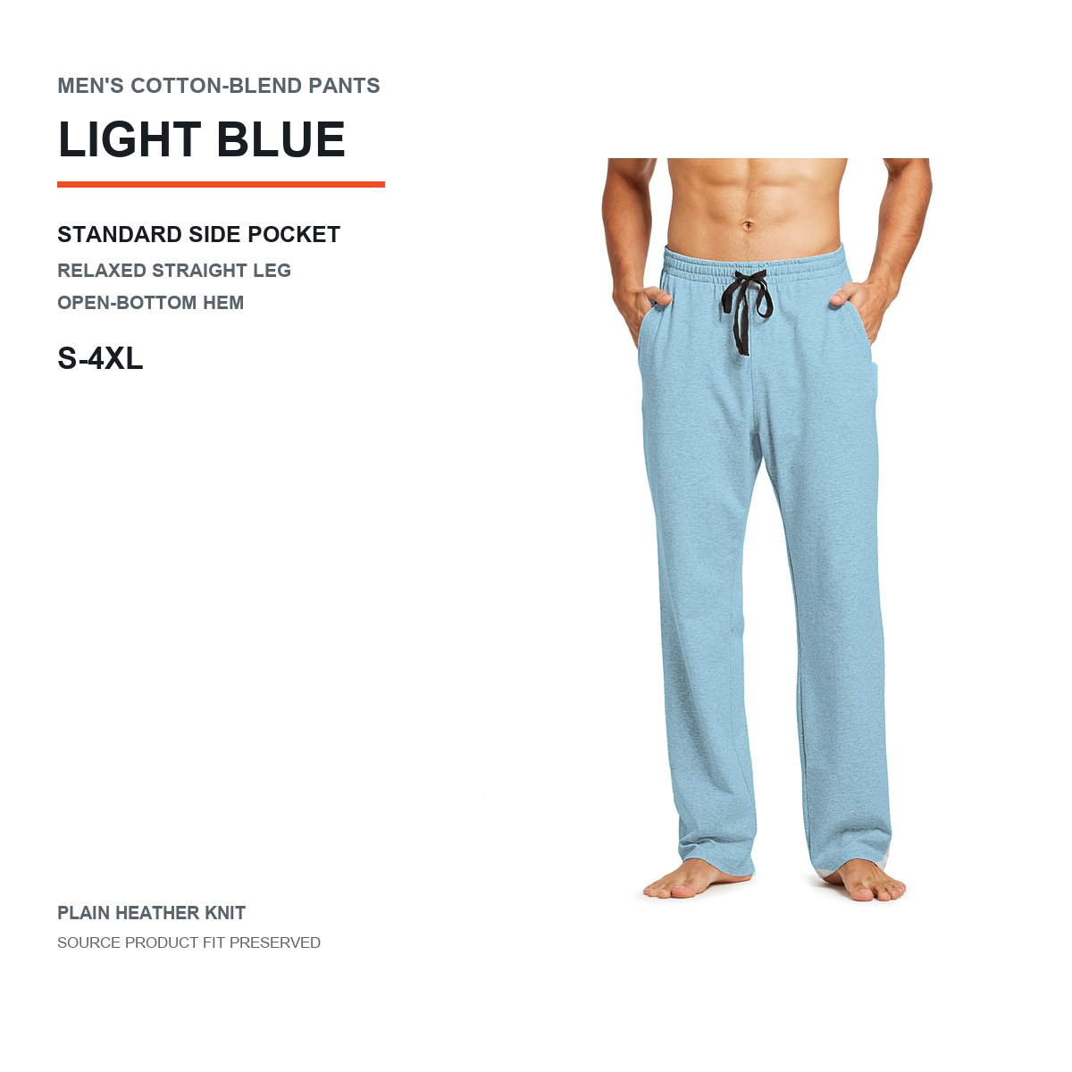 Standard side-pocket relaxed pants in light blue