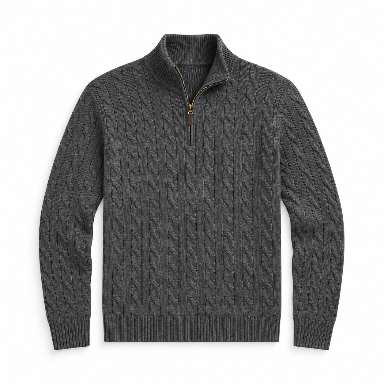 Men’s Cable Knit Quarter Zip Sweater, Classic Long Sleeve Pullover with Ribbed Collar, Cuffs and Hem, 8 Pack Only $32