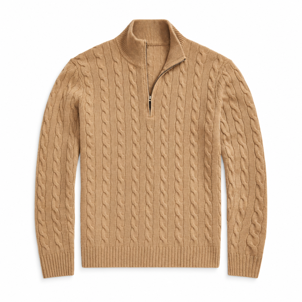 Men’s Cable Knit Quarter Zip Sweater, Classic Long Sleeve Pullover with Ribbed Collar, Cuffs and Hem, 8 Pack Only $32