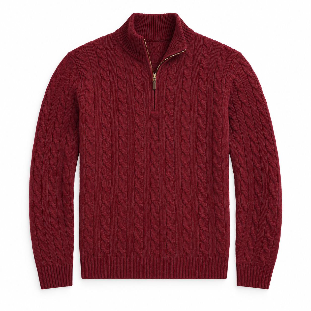 Men’s Cable Knit Quarter Zip Sweater, Classic Long Sleeve Pullover with Ribbed Collar, Cuffs and Hem, 8 Pack Only $32