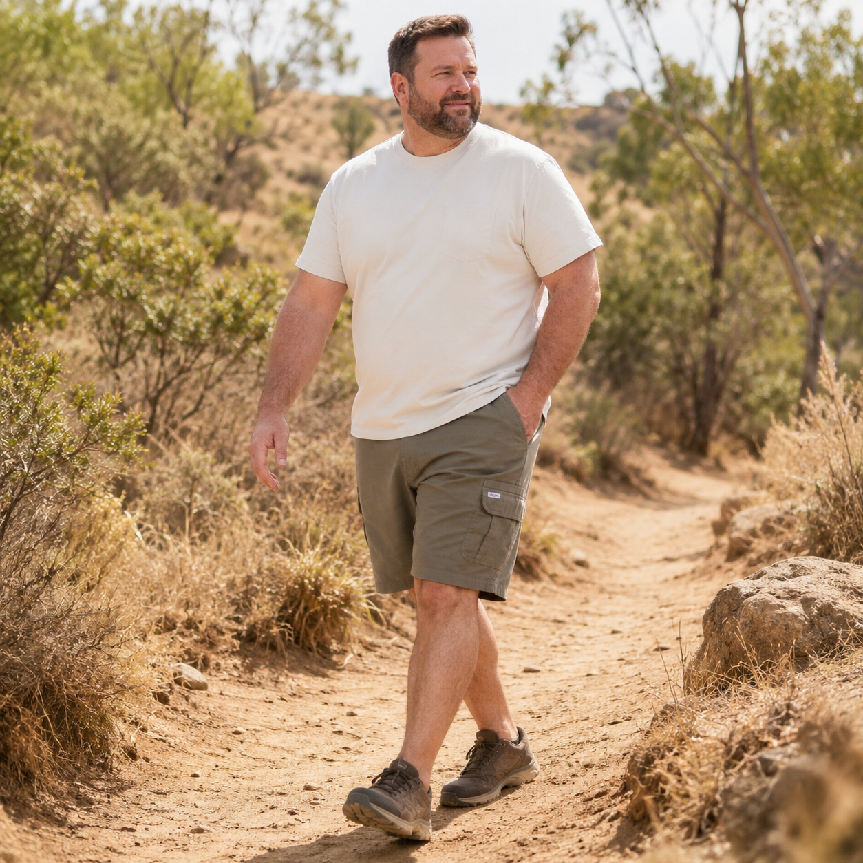 Men's Big & Tall Stretch Twill Cargo Shorts - Single Colors & 7-Pack Mixed Color Set - 9/10 Inch Inseam Utility Shorts