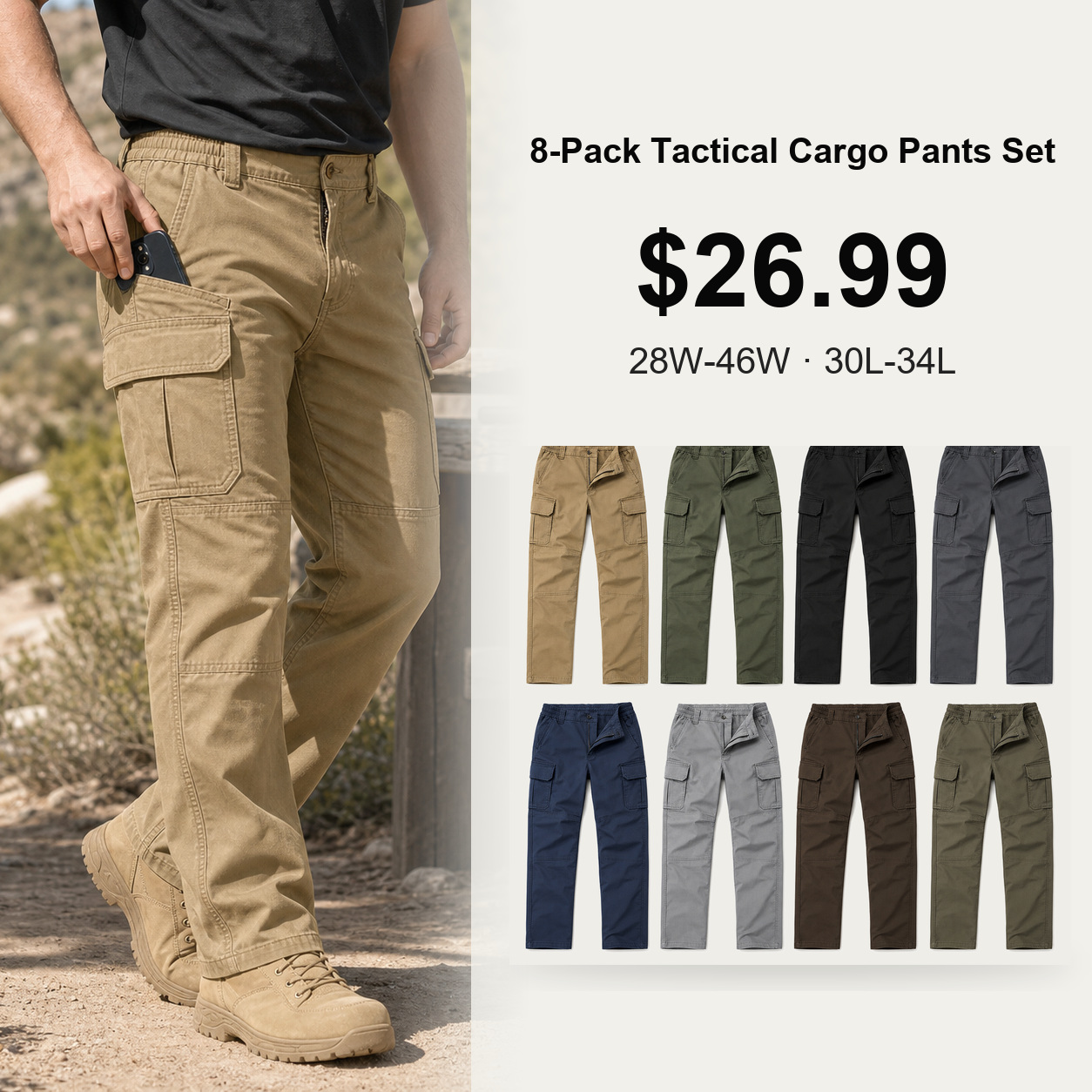 8-Pack Tactical Cargo Pants Set $26.99 cover