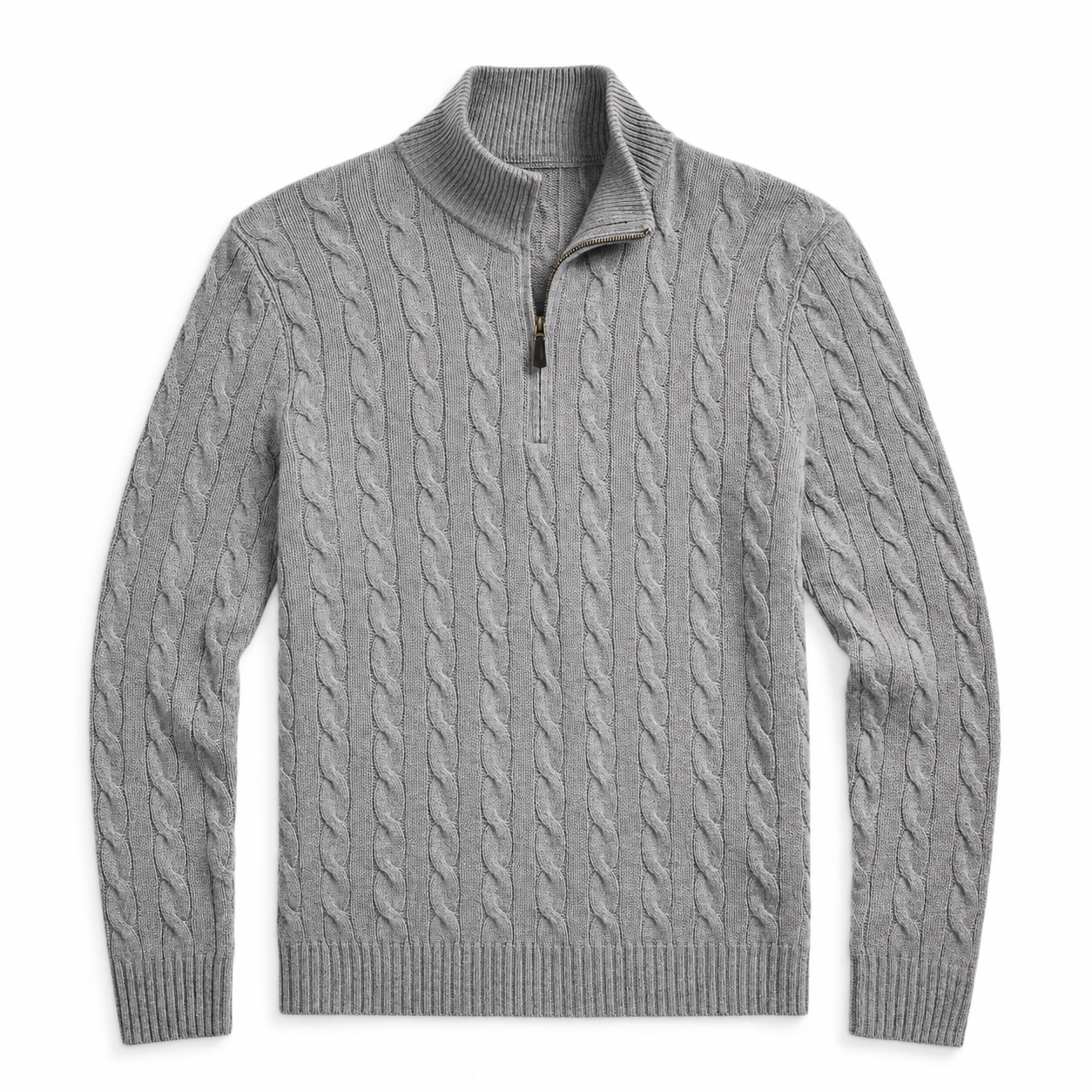 Men’s Cable Knit Quarter Zip Sweater, Classic Long Sleeve Pullover with Ribbed Collar, Cuffs and Hem, 8 Pack Only $32