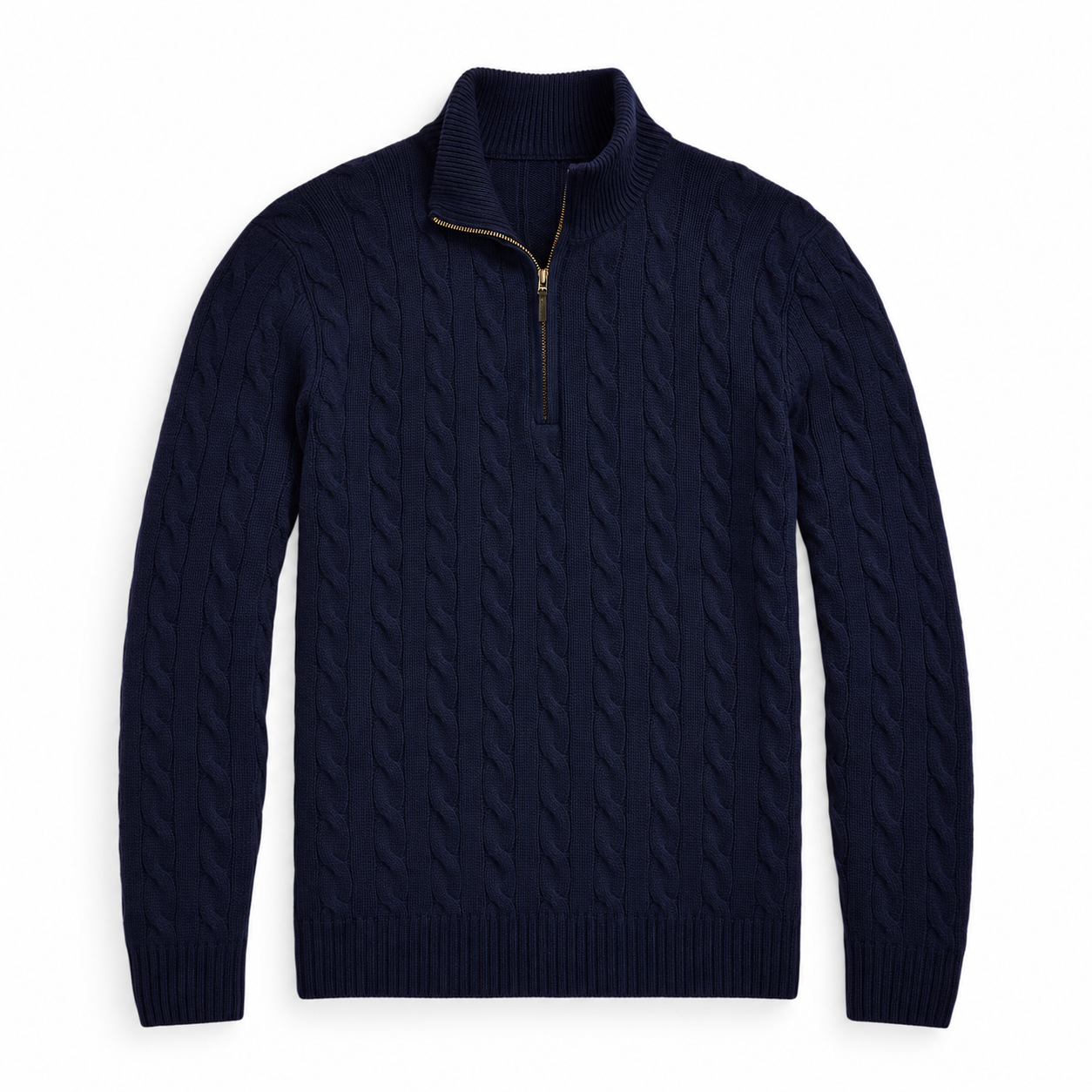 Men’s Cable Knit Quarter Zip Sweater, Classic Long Sleeve Pullover with Ribbed Collar, Cuffs and Hem, 8 Pack Only $32