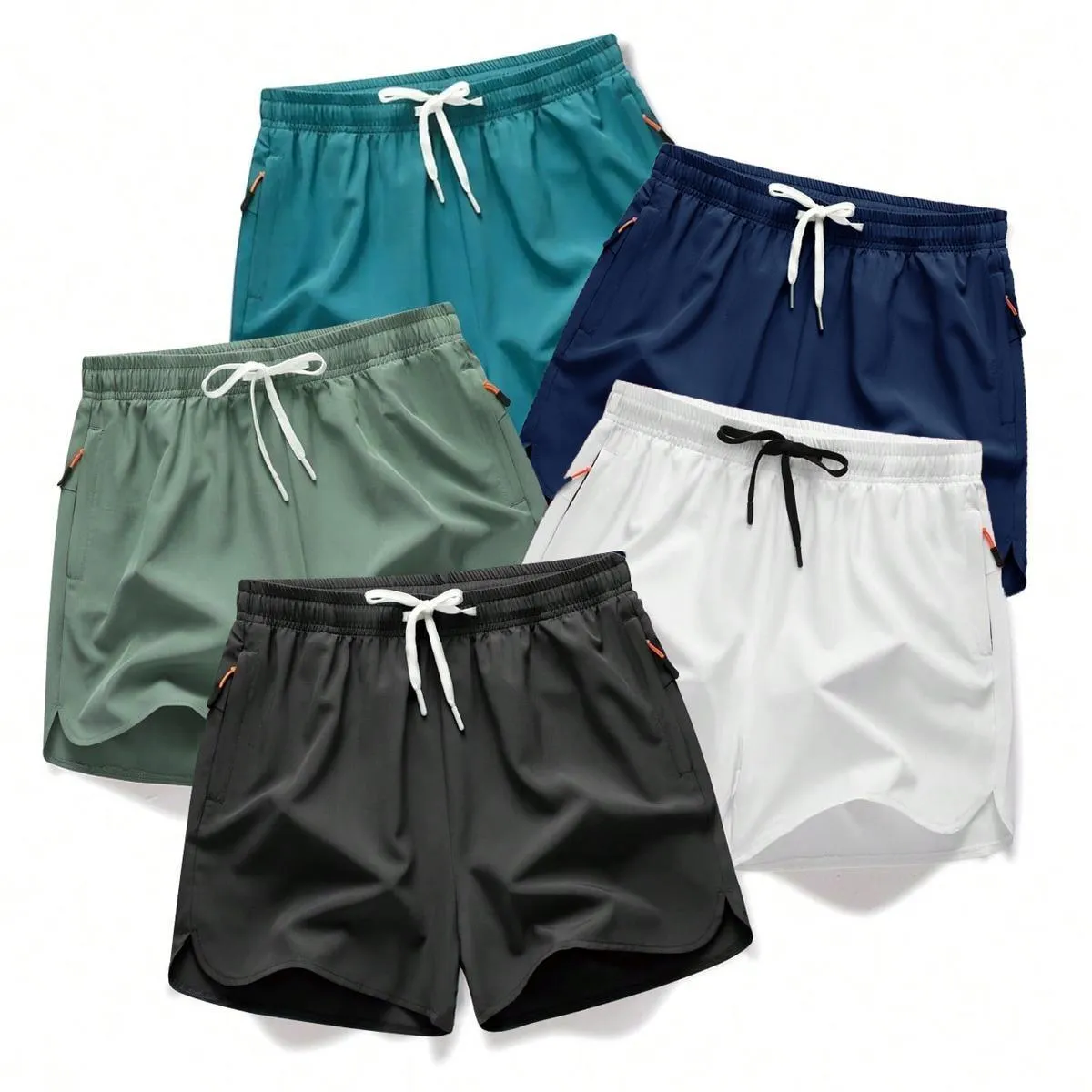 Men's Drawstring Zipper Pocket Shorts