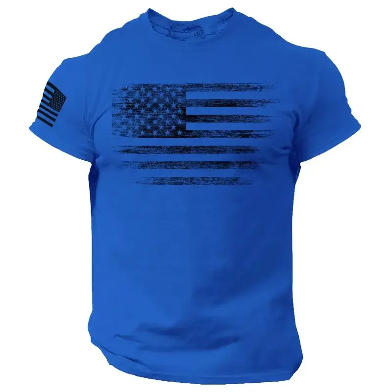 USA Distressed Flag Men's T-Shirt, Casual Cotton Tee - Menswear